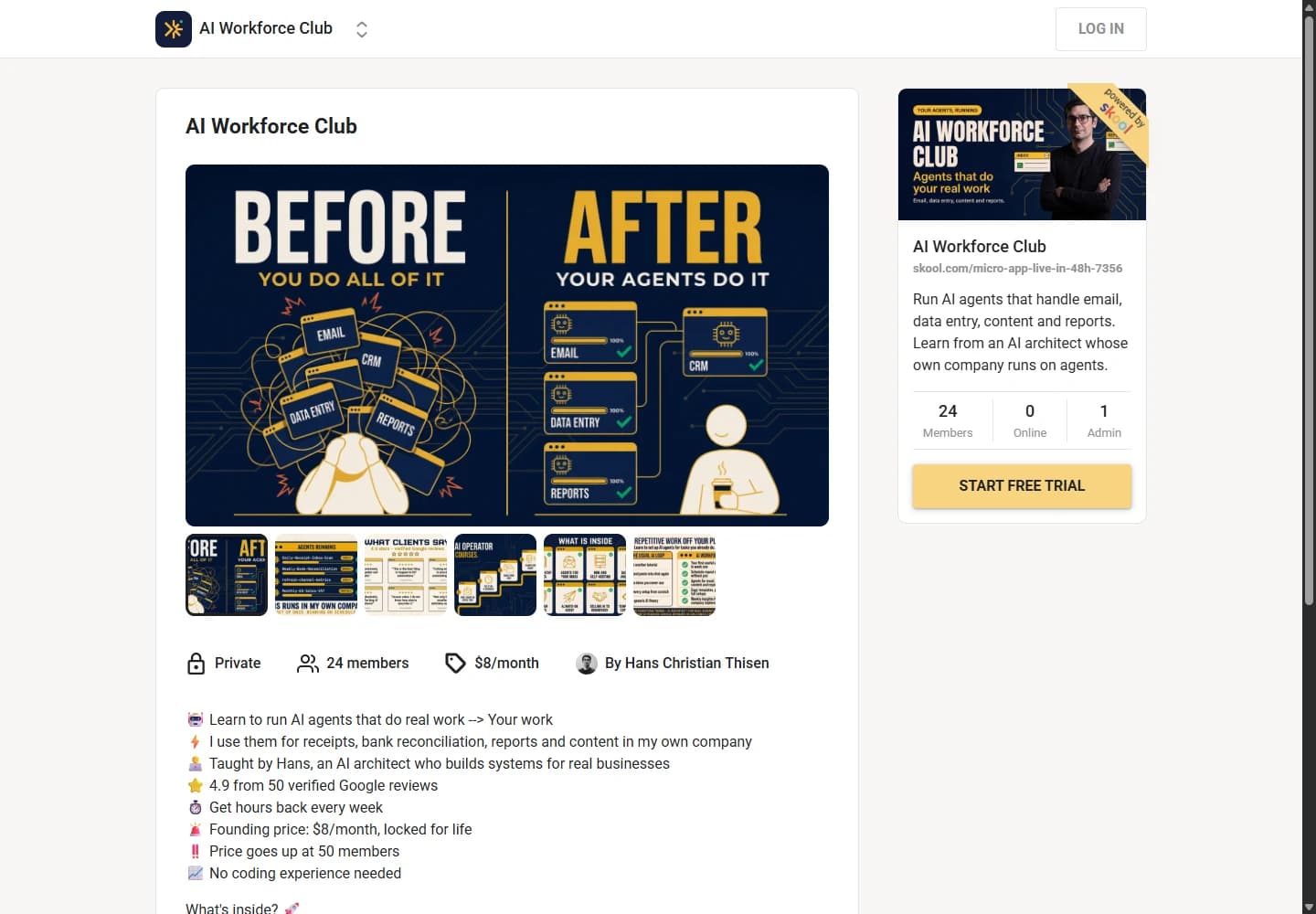 AI Workforce Club community classroom and discussion interface
